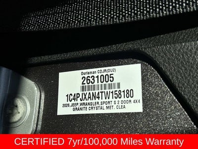 2026 Jeep Wrangler WRANGLER 2-DOOR SPORT S