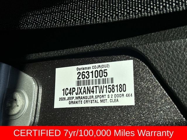 2026 Jeep Wrangler WRANGLER 2-DOOR SPORT S