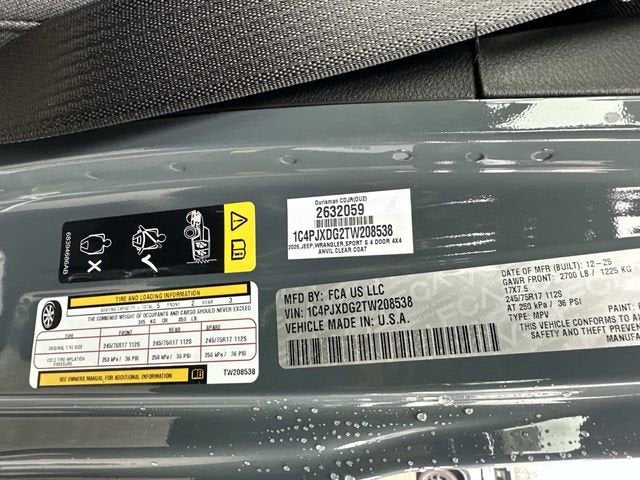 2026 Jeep Wrangler WRANGLER 4-DOOR SPORT S