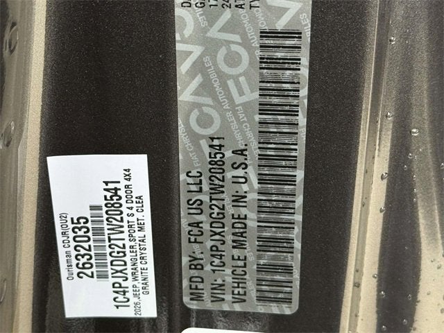 2026 Jeep Wrangler WRANGLER 4-DOOR SPORT S