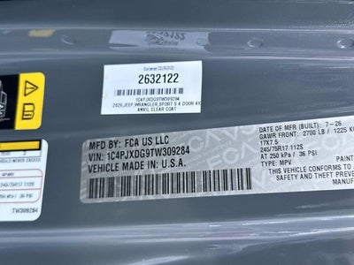 2026 Jeep Wrangler WRANGLER 4-DOOR SPORT S