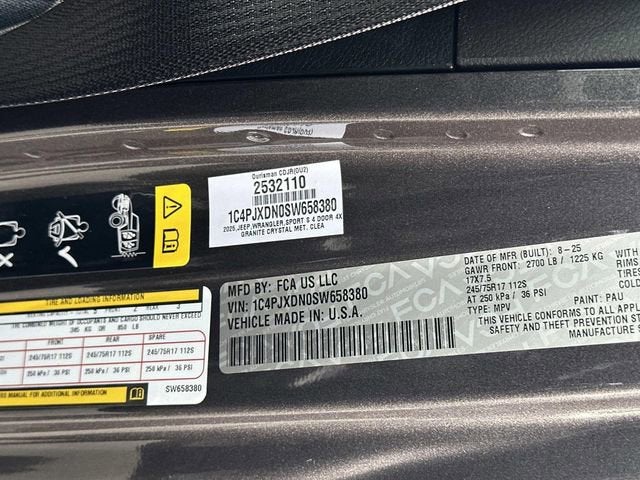 2025 Jeep Wrangler WRANGLER 4-DOOR SPORT S