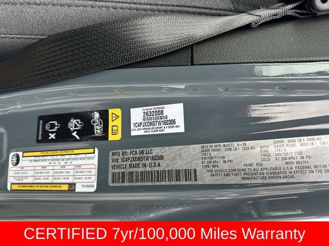 2026 Jeep Wrangler WRANGLER 4-DOOR SPORT S