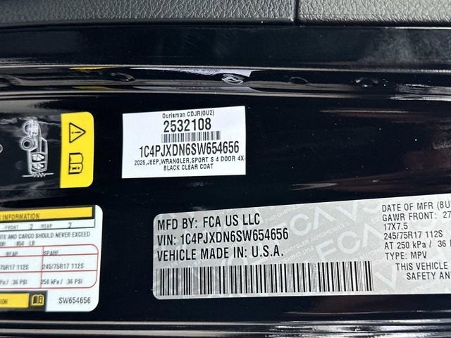 2025 Jeep Wrangler WRANGLER 4-DOOR SPORT S