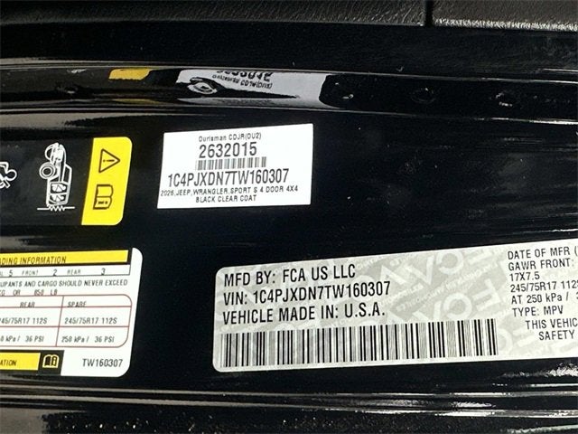 2026 Jeep Wrangler WRANGLER 4-DOOR SPORT S