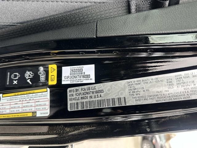 2026 Jeep Wrangler WRANGLER 4-DOOR SPORT S