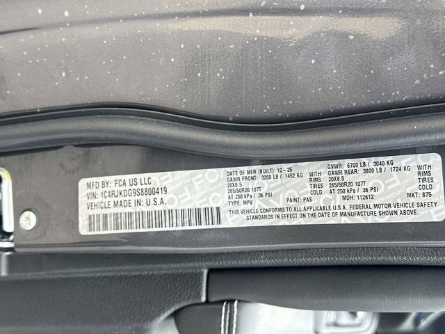 2025 Jeep Grand Cherokee L GRAND CHEROKEE L OVERLAND 4X4