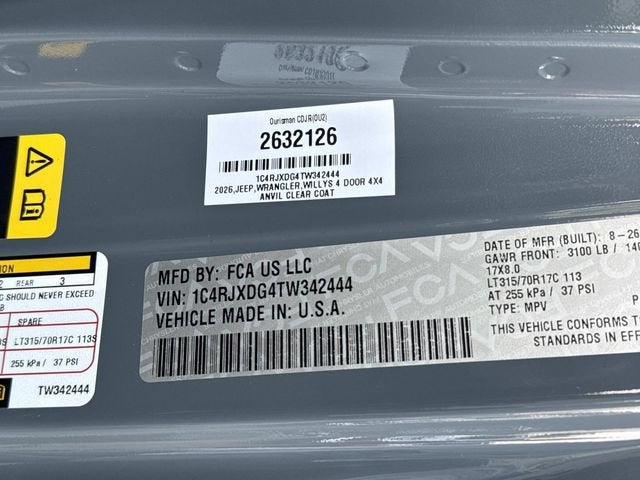 2026 Jeep Wrangler WRANGLER 4-DOOR WILLYS