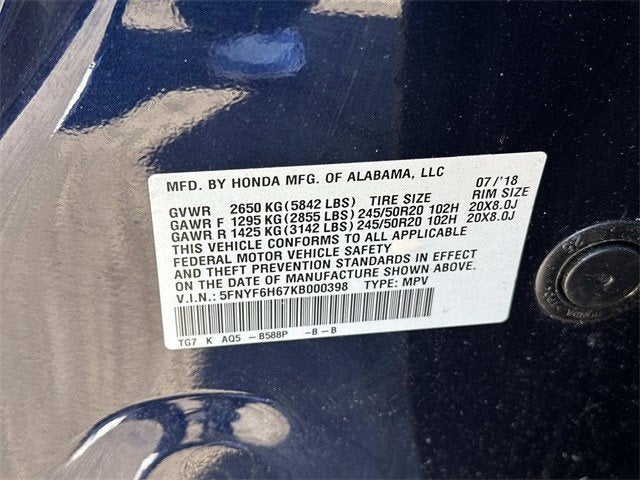 2019 Honda Pilot Touring