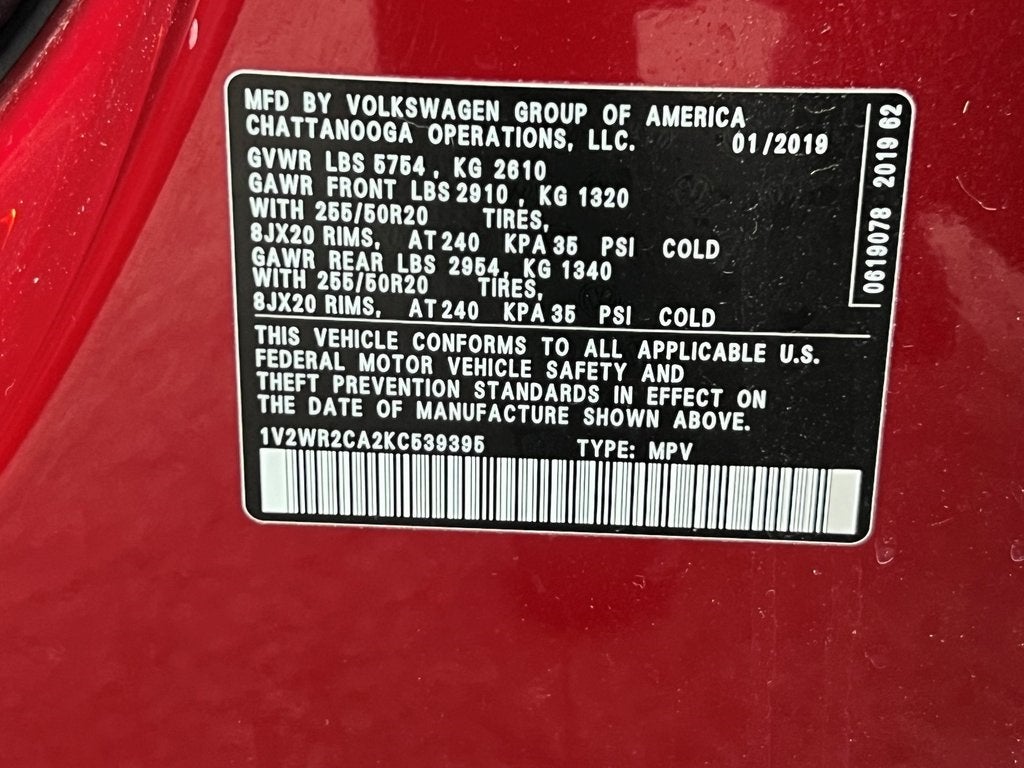 2019 Volkswagen Atlas 3.6L V6 SE w/Technology