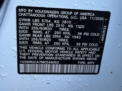 2021 Volkswagen Atlas 3.6L V6 SE w/Technology