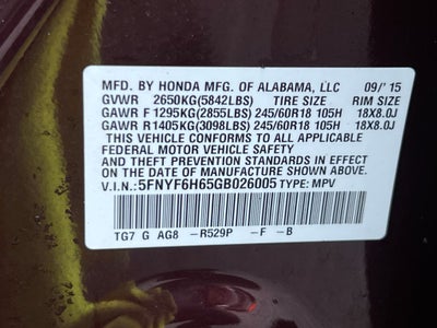 2016 Honda Pilot EX-L w/Honda Sensing