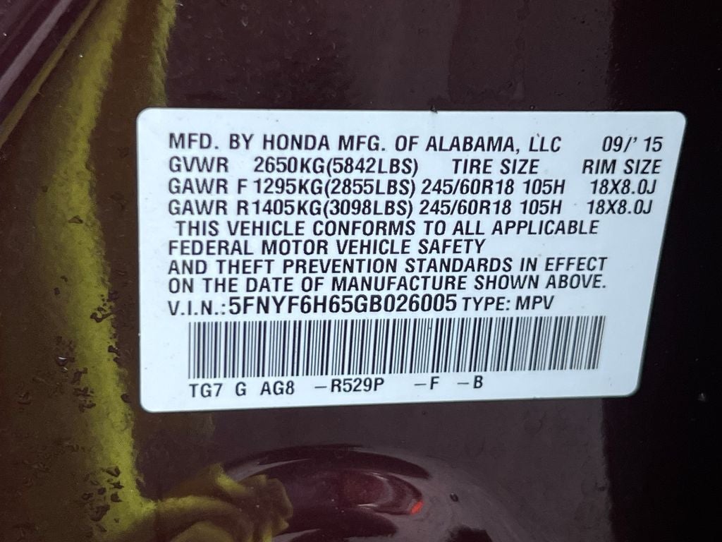 2016 Honda Pilot EX-L w/Honda Sensing