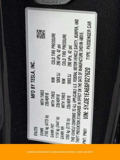 2025 Tesla Model 3 Long Range