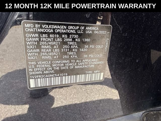 2022 Volkswagen Atlas 3.6L V6 SEL Premium R-Line